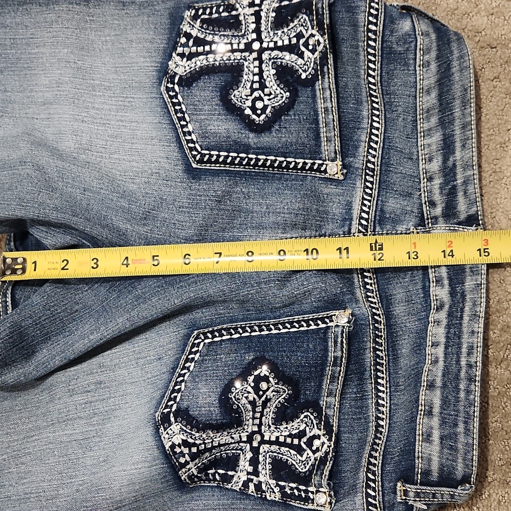Stylish Blue Women's Jeans with Embellished Pockets 14P. Y2K STYLE - Picture 10 of 10